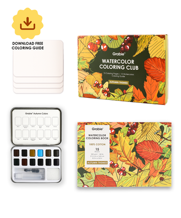 Autumn-Themed Watercolor Coloring Club Box